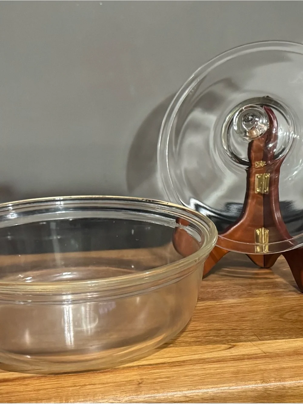 PYREX - Vtg 1920s Clear Glass 1 Qt Bowl & Lid, Backward Dollar Sign, 167 1672